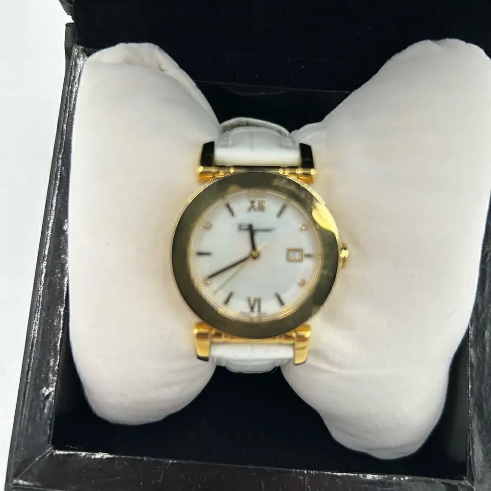 Women’s Salvatore Ferragamo, mother of pearl face watch, made in Italy
